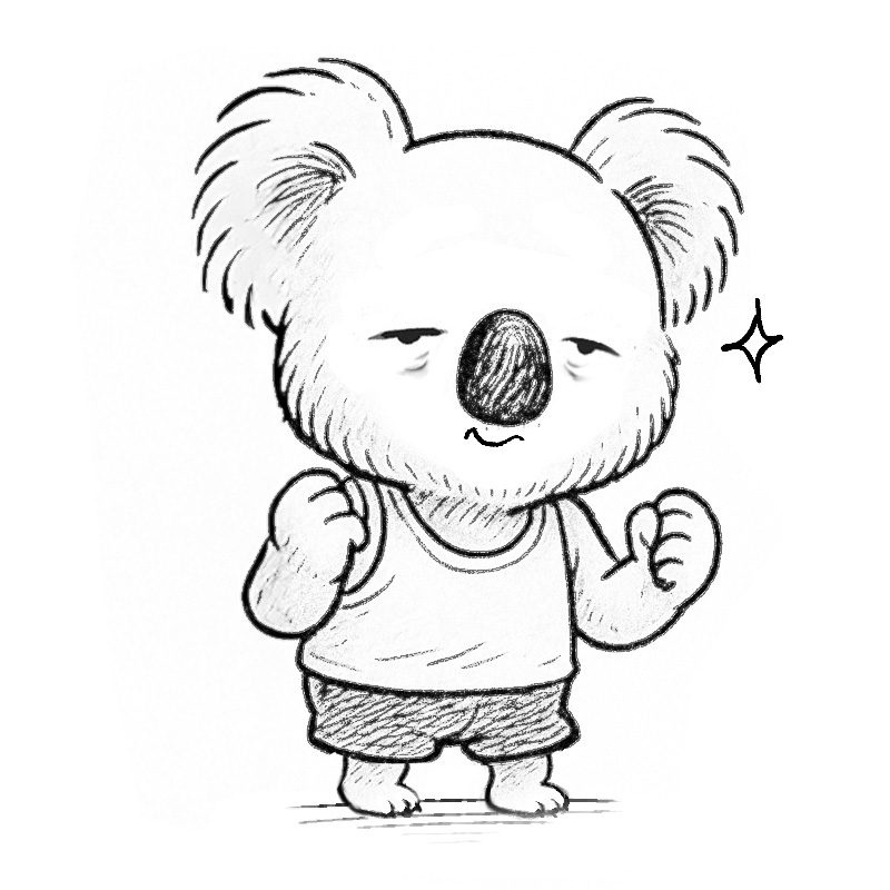 ガッツポーズのコアラ(星つき)